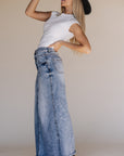 women's denim maxi length skirt