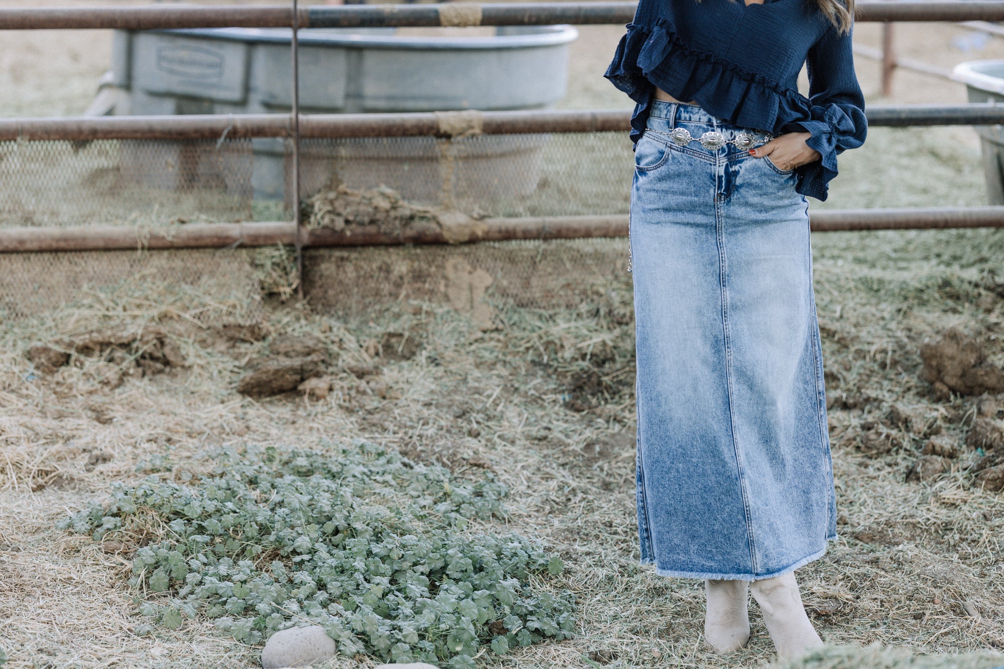 maxi denim skirt