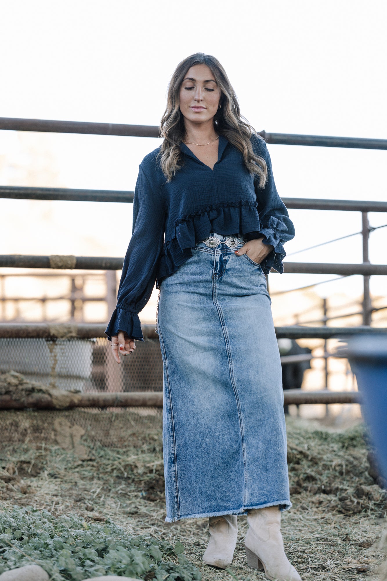 Denim maxi skirts