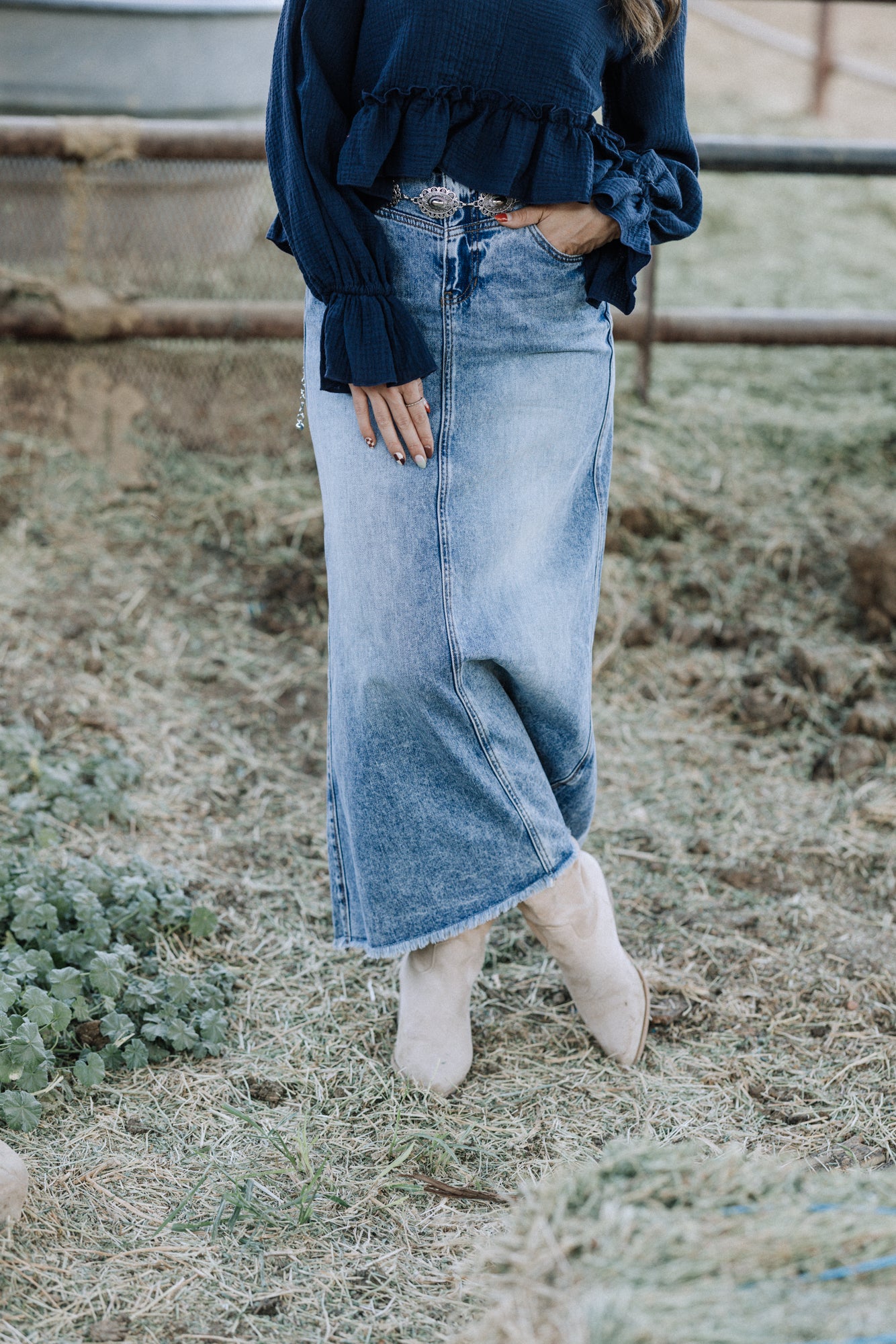 maxi denim skirts