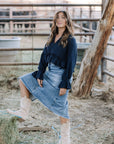 Denim maxi skirt