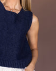 Stevie Sweater Vest Top in Navy