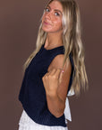 Stevie Sweater Vest Top in Navy