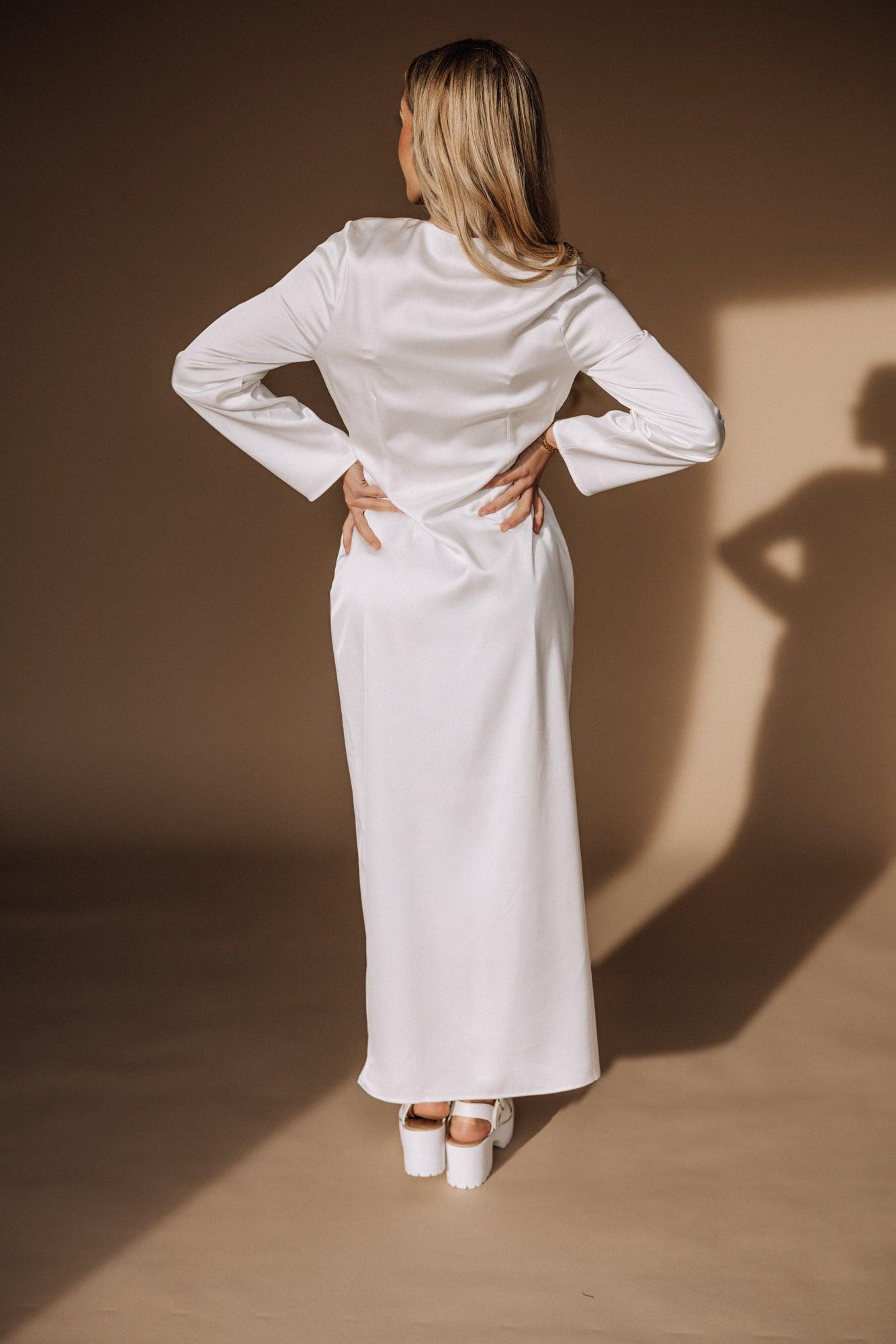 White Long Sleeve Maxi Dress