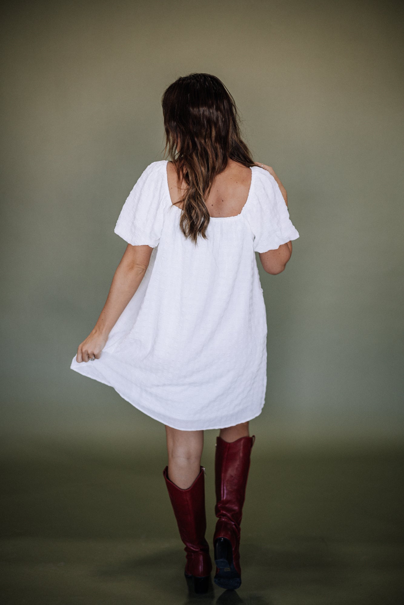 White Puff Sleeve Dress