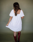 White Puff Sleeve Dress