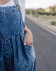 Denim overalls with pockets