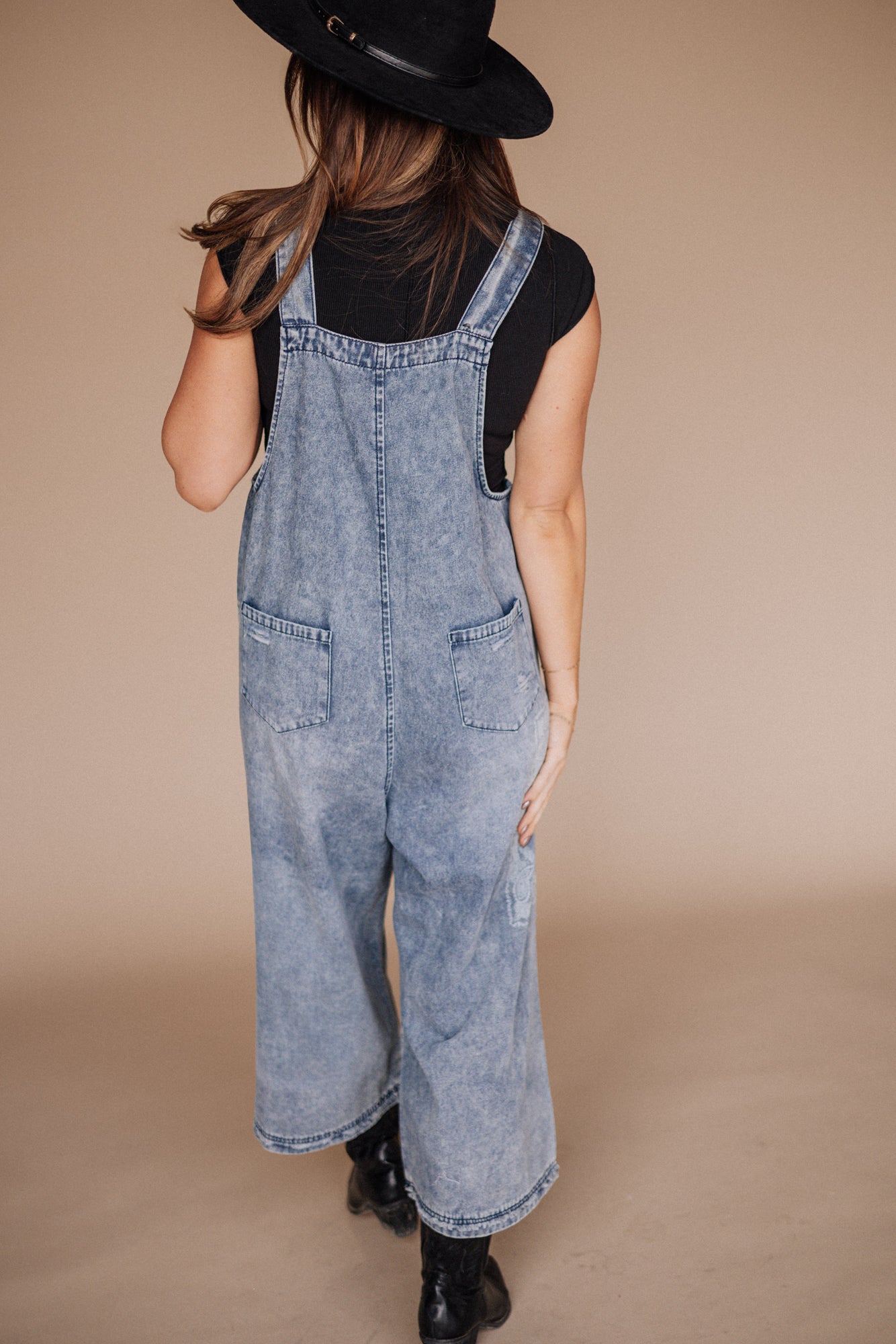 Wide Leg Denim Overalls