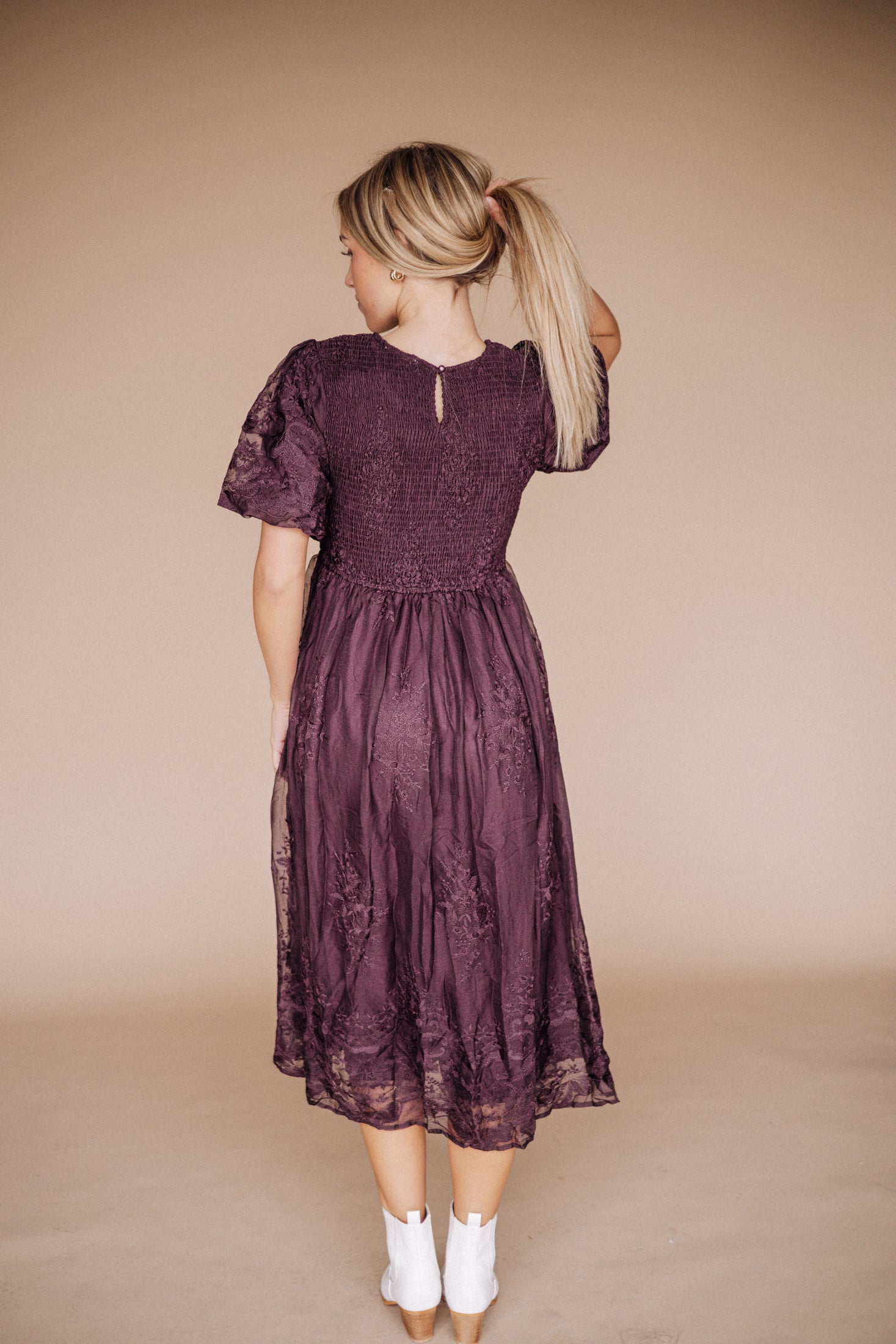 Callie Midi Dress in Plum