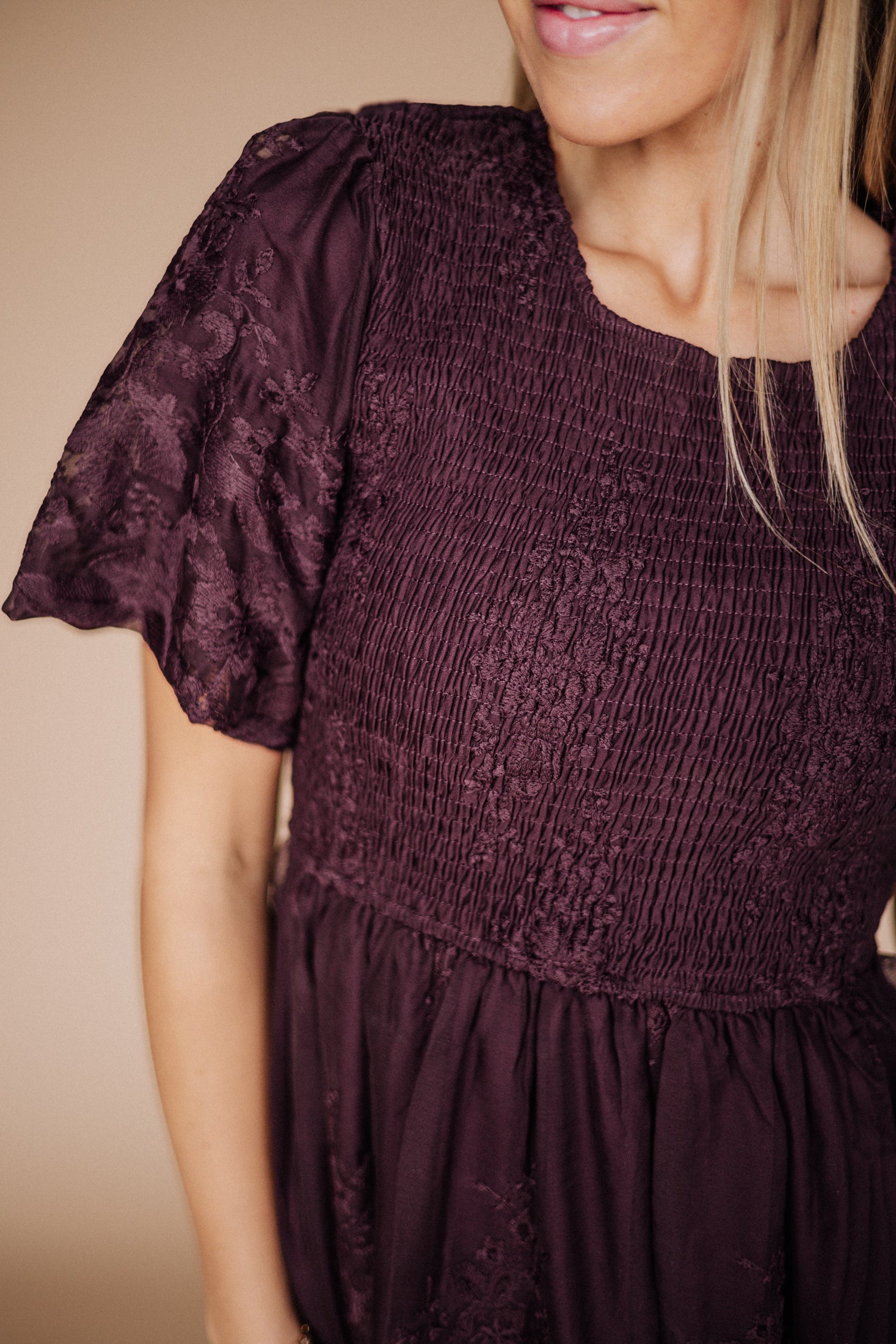 Callie Midi Dress in Plum