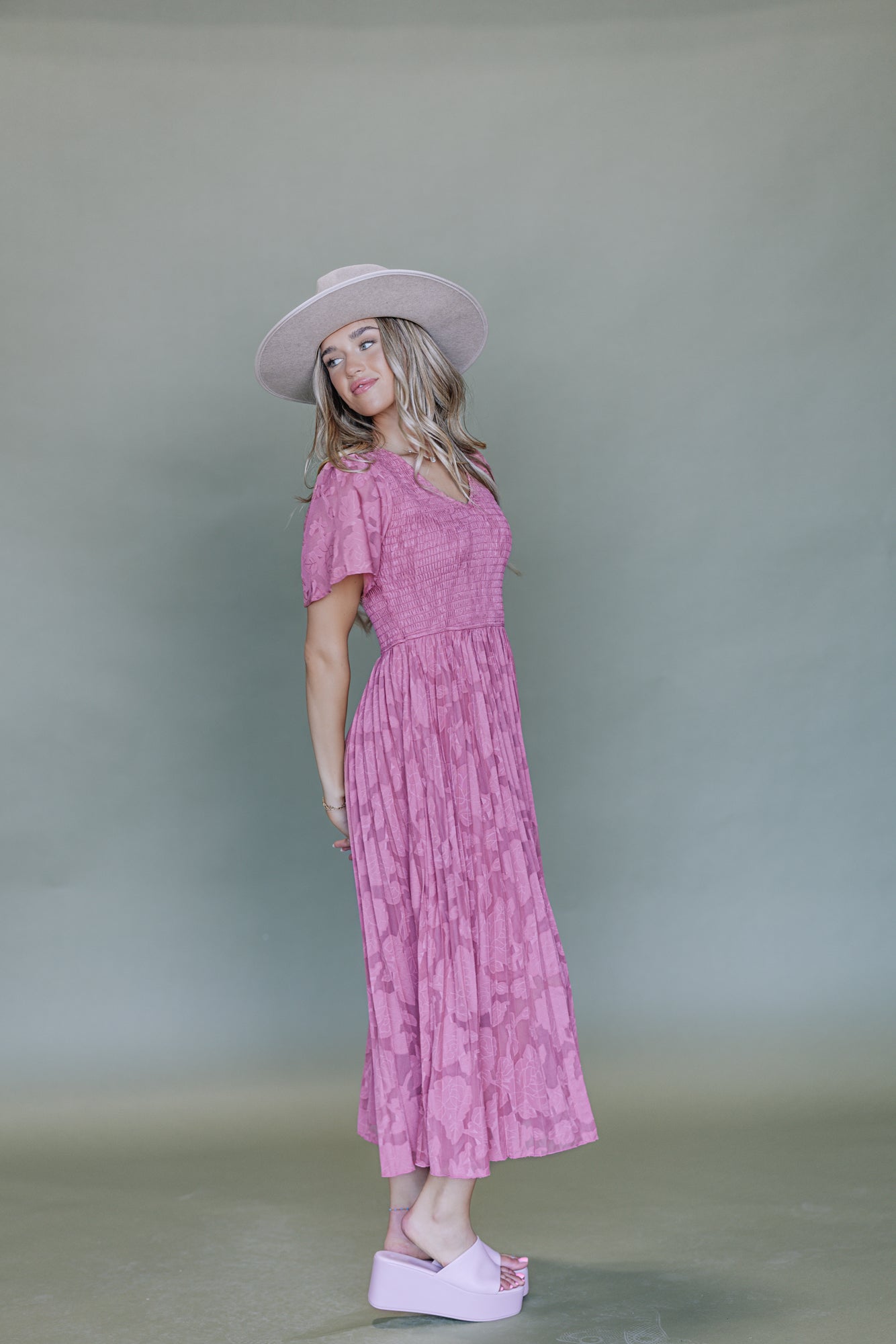 Mauve Pink Midi Dress