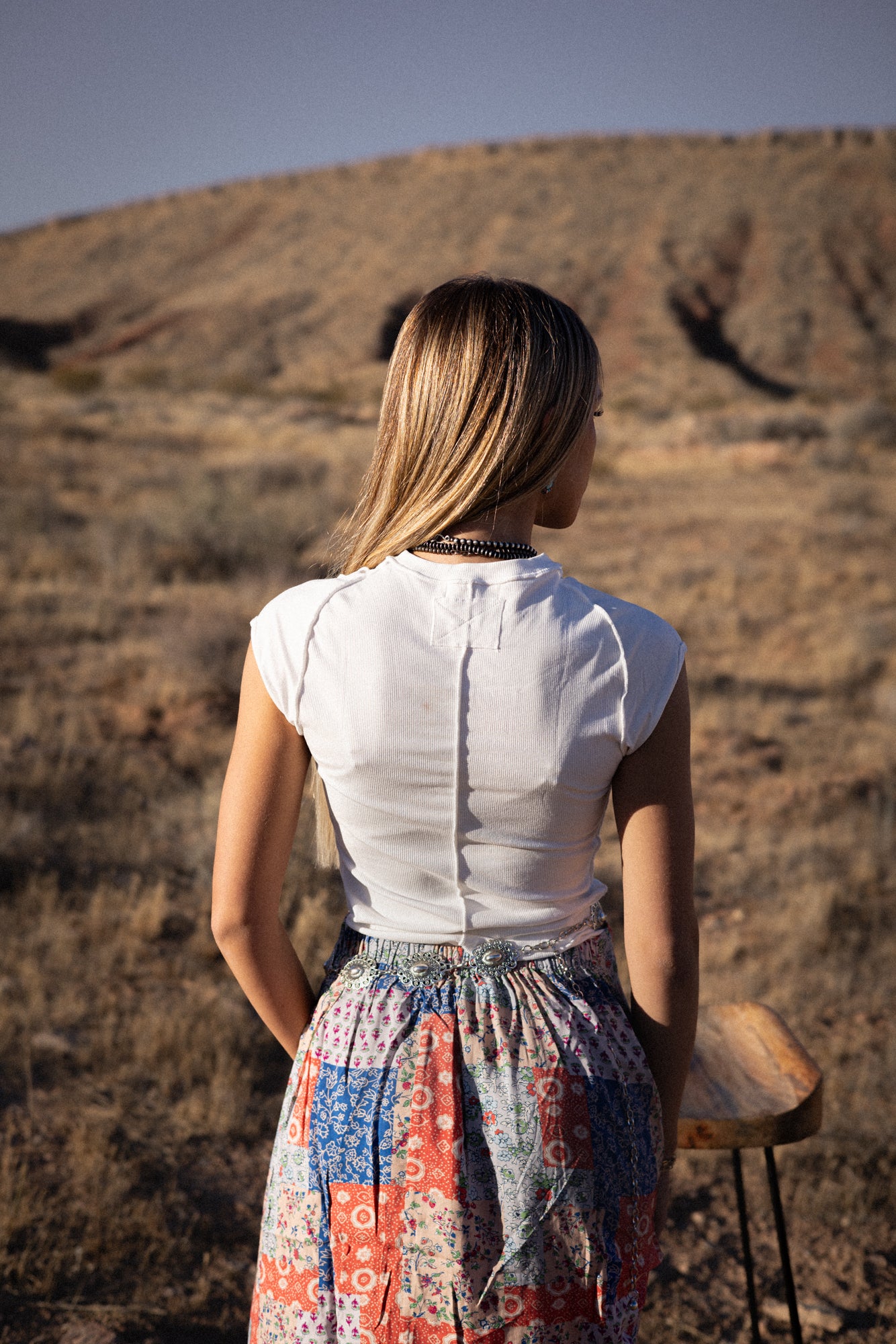 Bradyn Patchwork Print Skirt in Orange