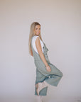 Frankie Denim Overalls in Sage