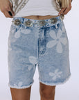 Floral Denim Shorts