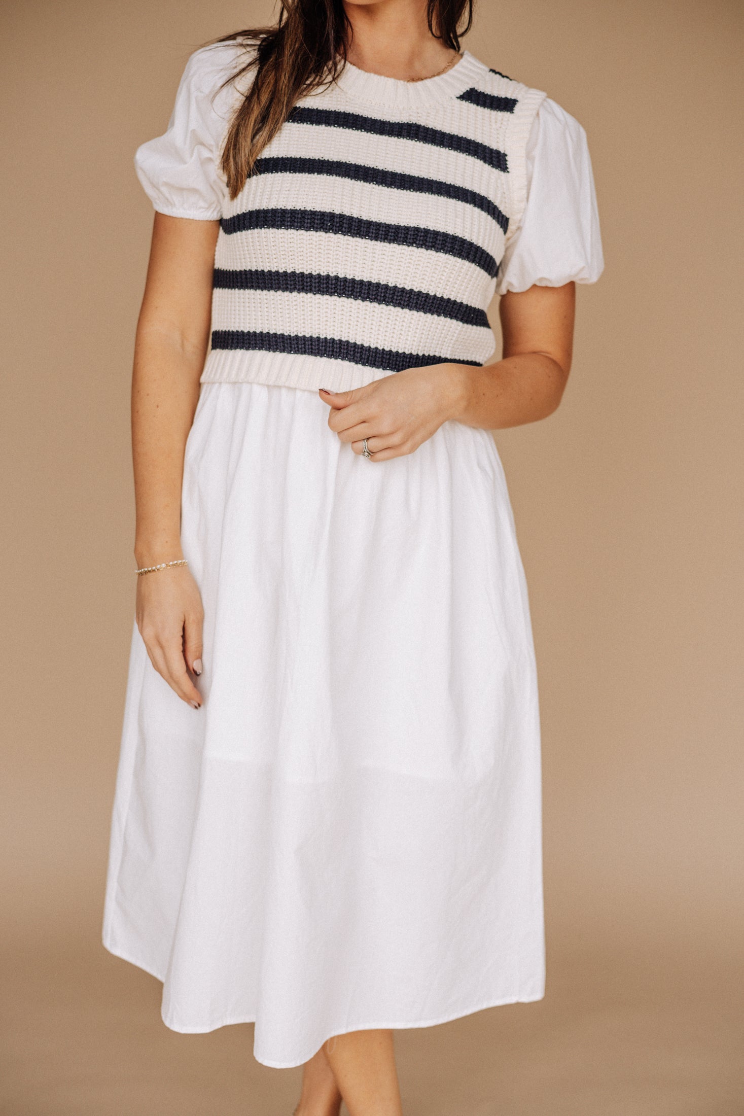 Annie Sweater Top Dress in Off White