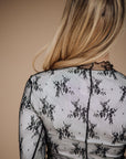 Quinn Long Sleeve Black Lace Shirt