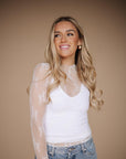 Quinn Long Sleeve Cream Lace Shirt