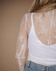 Long Sleeve Lace Shirt White