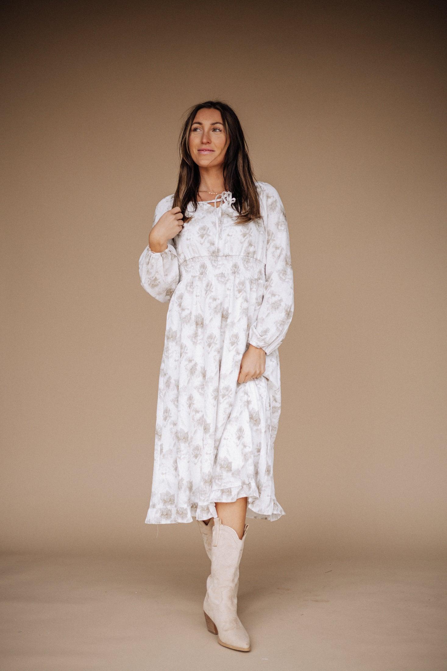 White dress below the knee sales