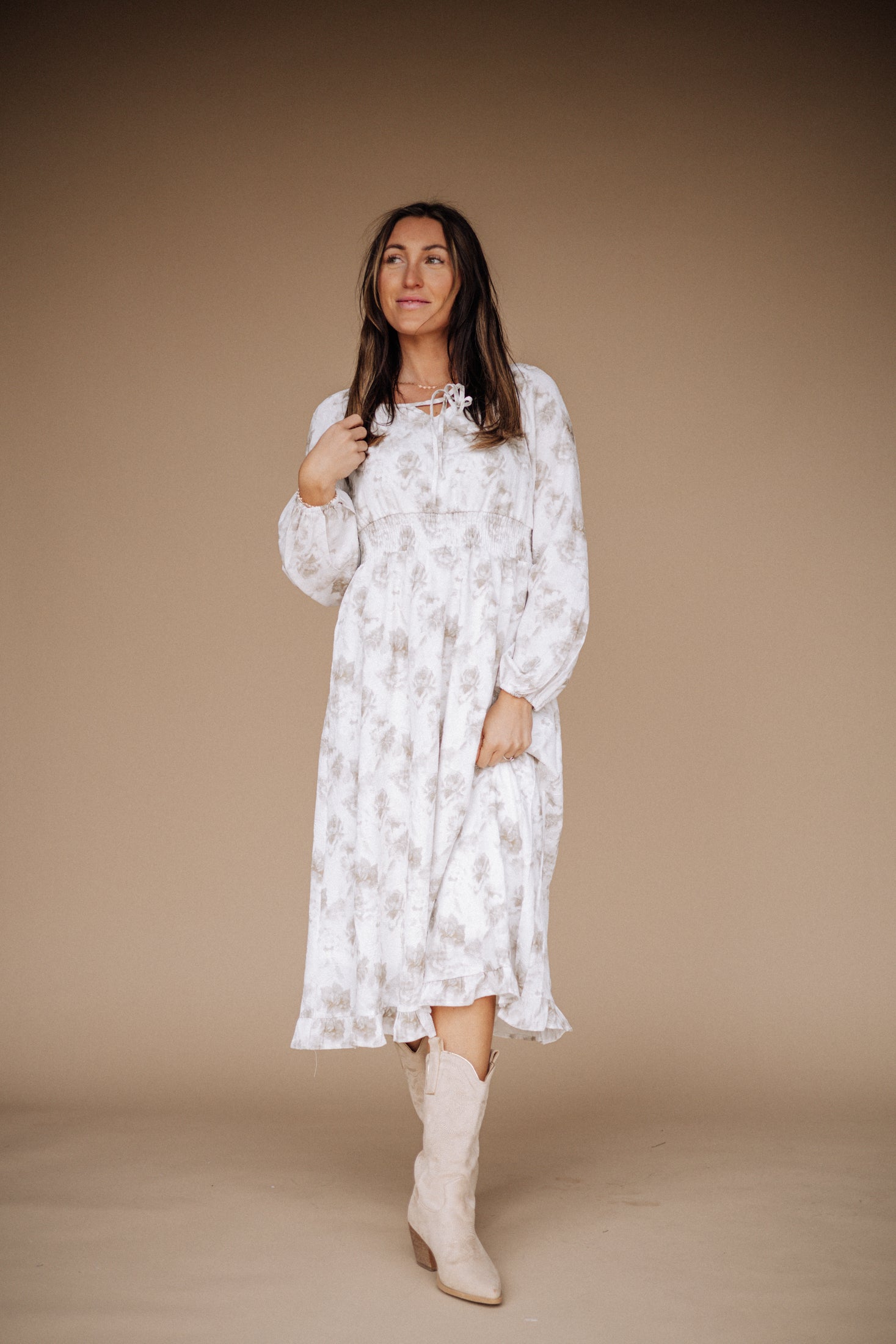 White Long Sleeve Dress