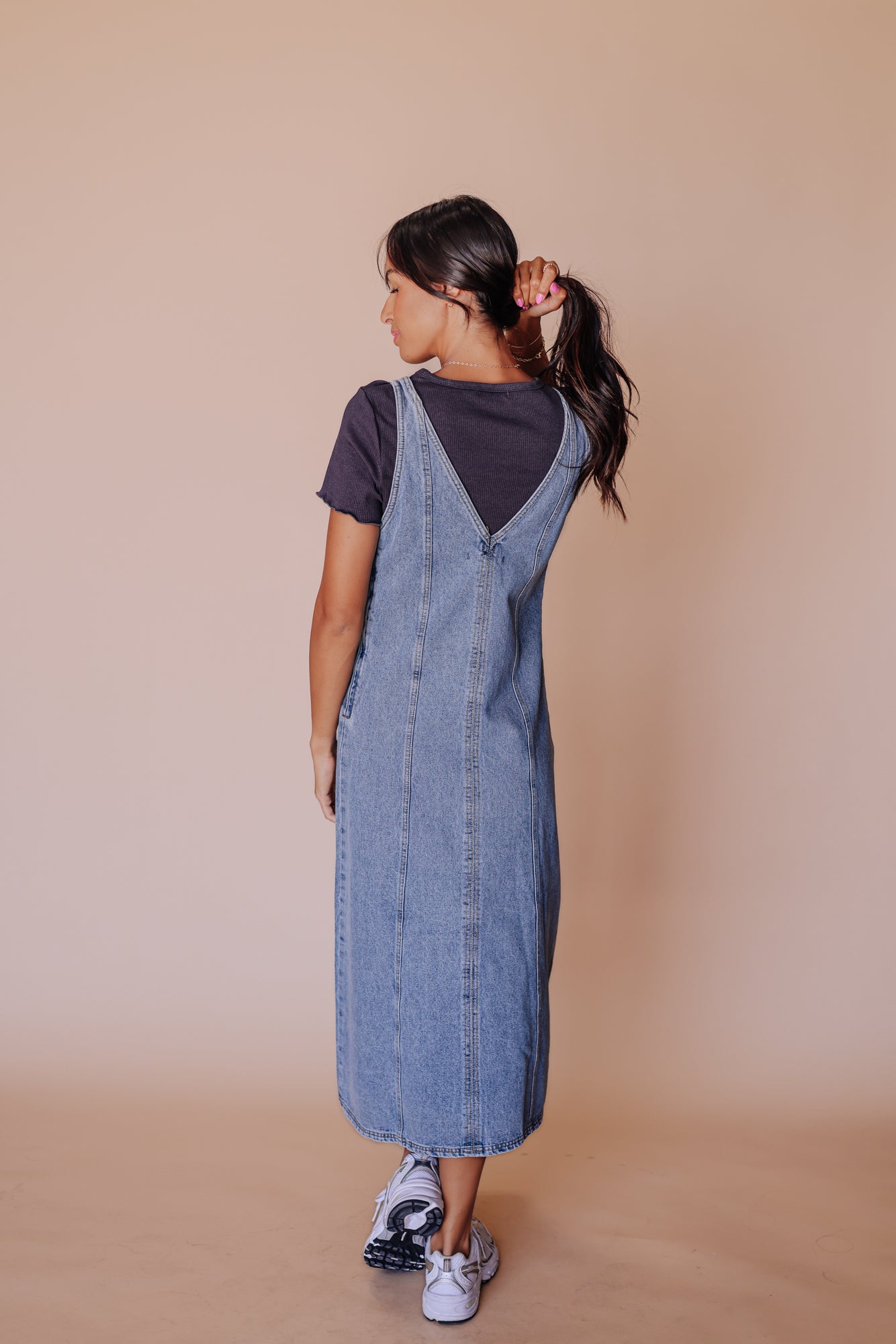 Denim overall dress