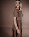 Taryn Gingham Dress in Brown