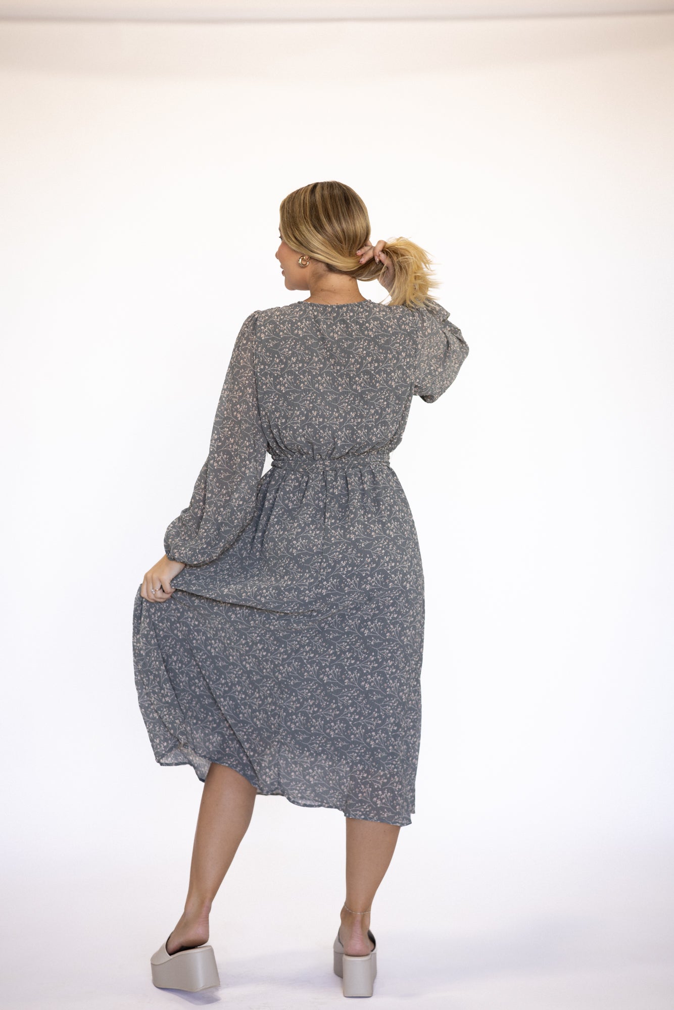 Midi Length Long Sleeve Dress