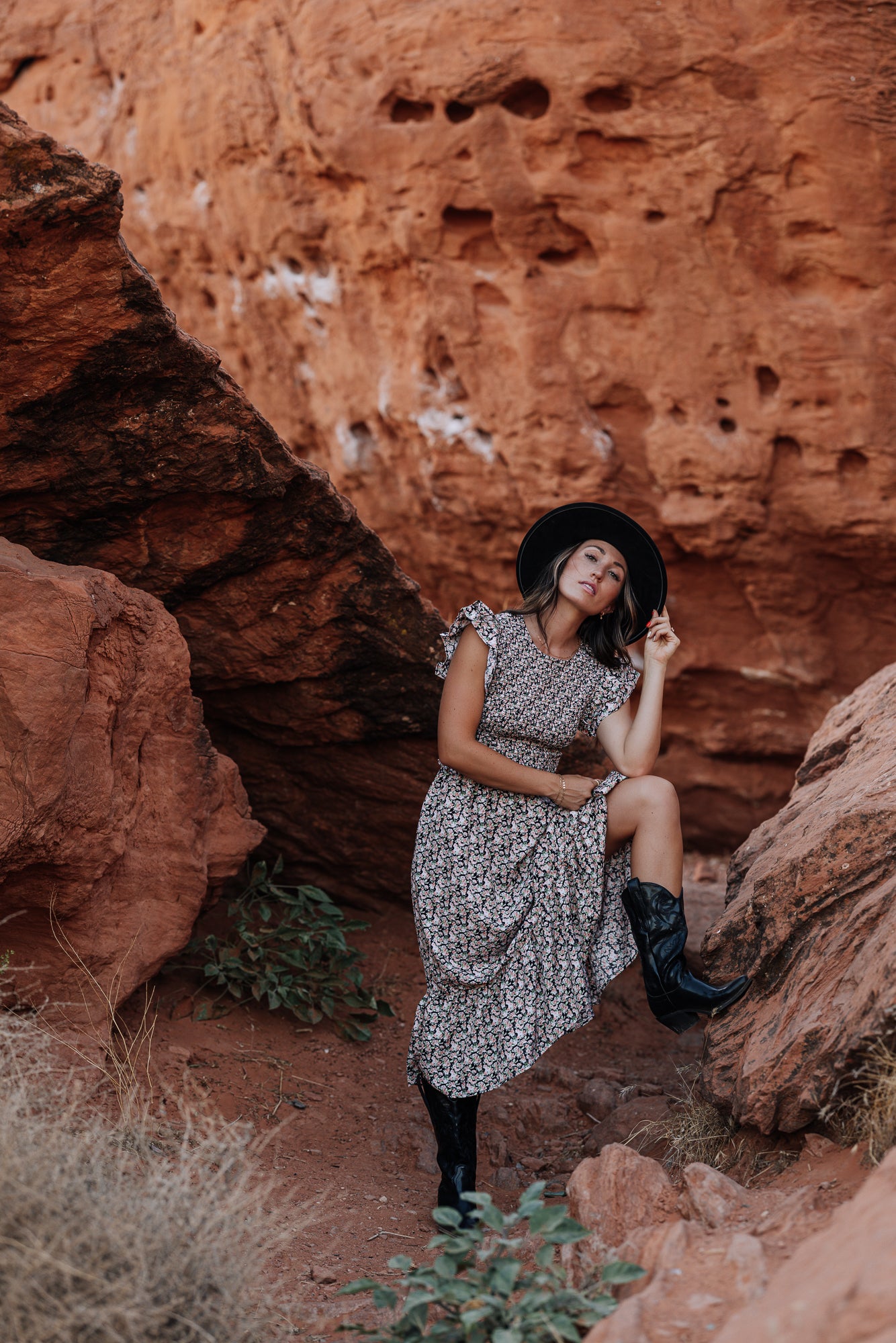 Black smocked dress