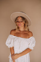 white off the shoulder mini dress