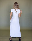 Wesley Pleated White Sweater Dress