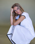 Wesley Pleated White Sweater Dress