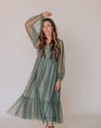 Mesh Green Midi Dress