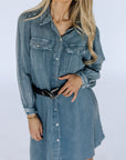 Savanna Cotton Dress in Denim Blue