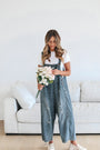 Denim bib overalls for women