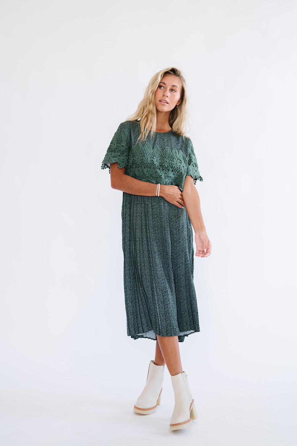 Hunter Green Lace Dress