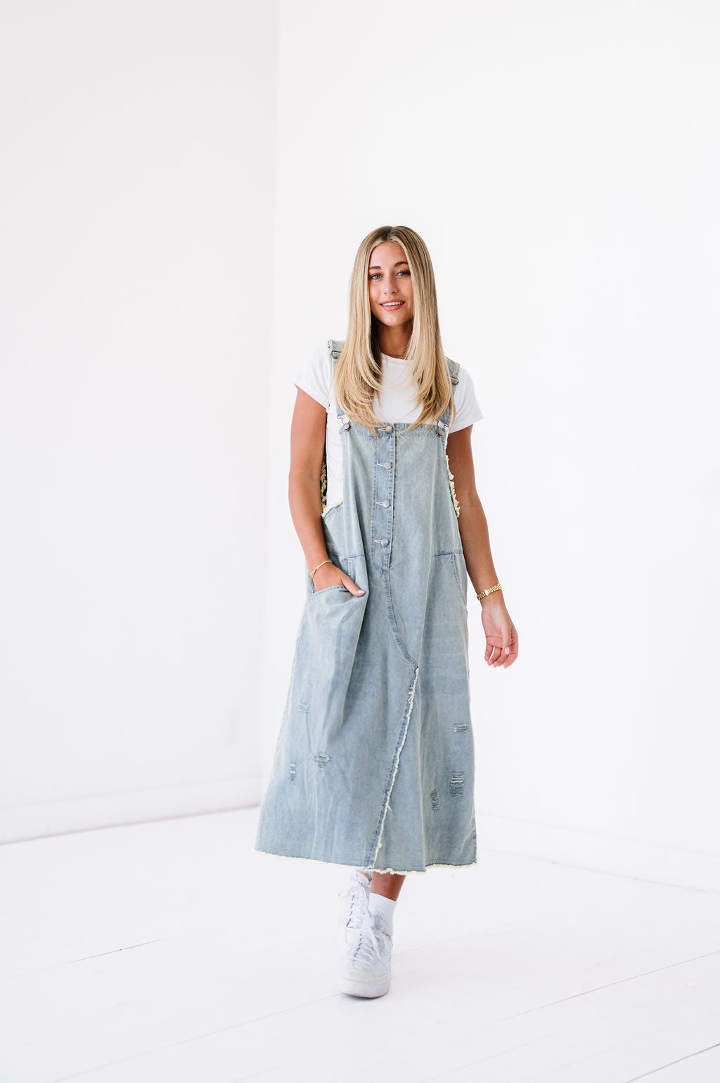 Distressed Classic Denim Overall Dress – Inherit Co.