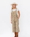 Frankie Twill Overalls in Khaki Floral