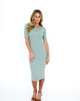 Short sleeve sage green dress