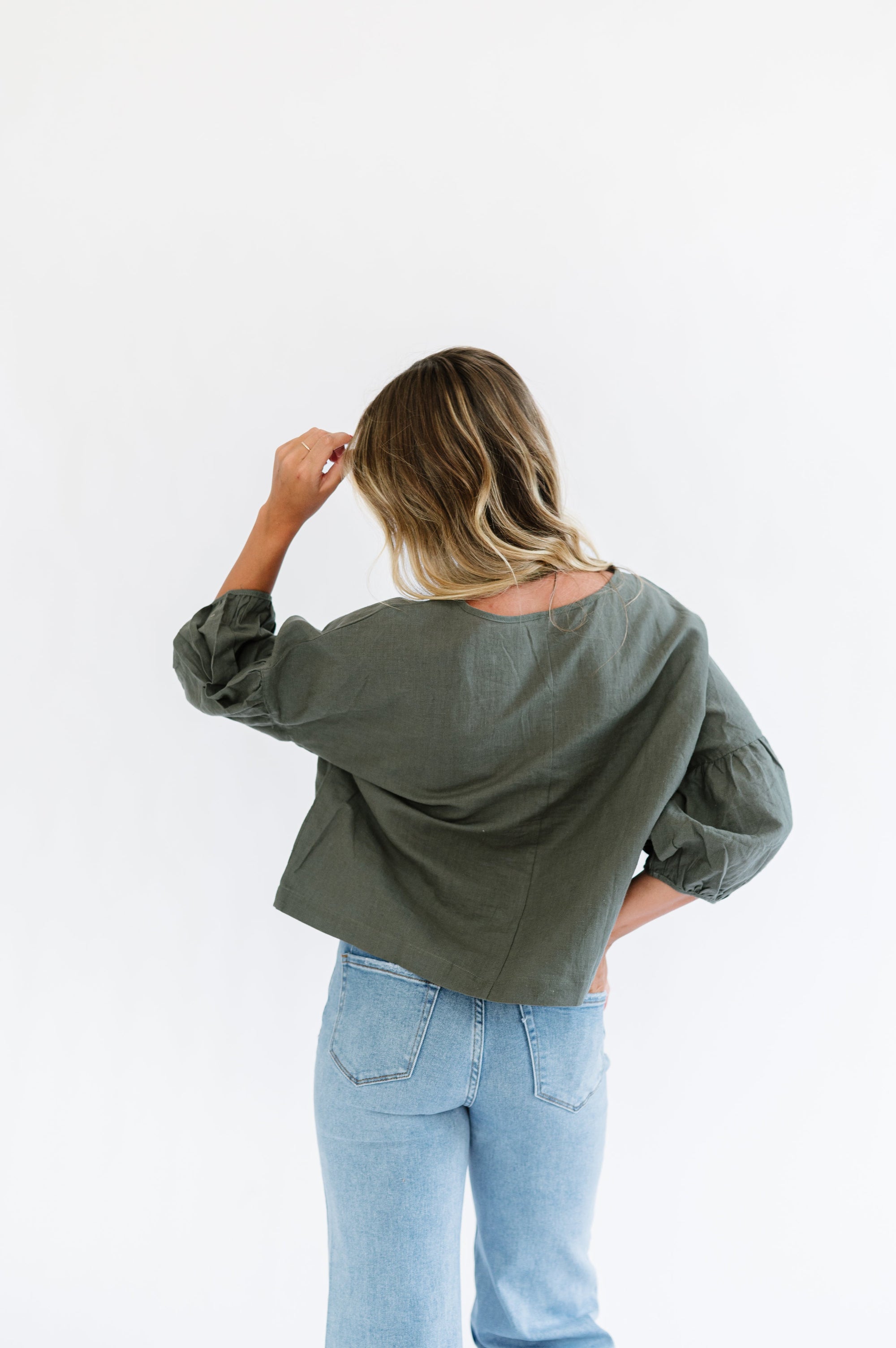 Olive green boho top