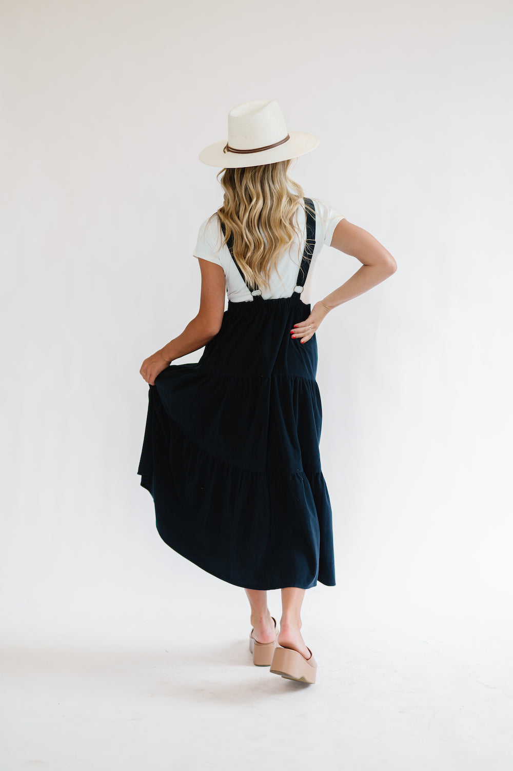 Navy blue sale overall dress