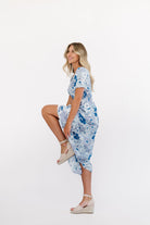 Women's blue and white dress