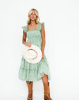 Smocking Green Dress