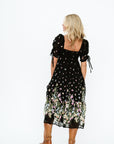 Chancy Midi Floral Dress in Black