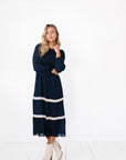 Winona Midi Dress in Navy Blue