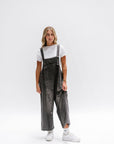 Black denim women's oversized overalls