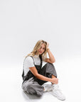 black denim overalls women's