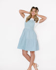 Shay Overall Dress in Light Blue