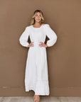 Long sleeve white gown