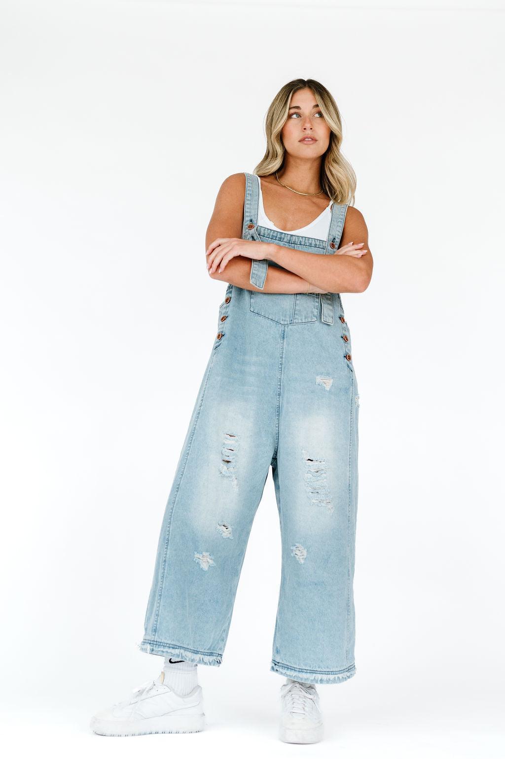 Wide leg shop denim dungarees