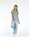 light wash denim overalls